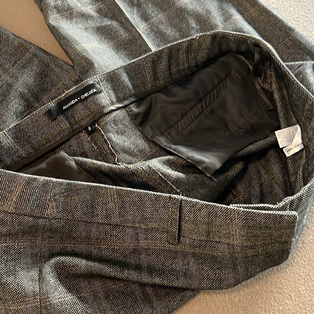 AMANDA & CHELSEA Brown Plaid Trousers - Size 16 - Picture 12 of 14